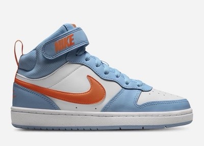 Nike Court Borough Mid 2 GS 7Y Blue White Orange High Top Sneakers Youth Shoes 