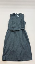 Ann Taylor Dress Womens 6P Petite Blue Plaid Sleeveless V Neck Sheath