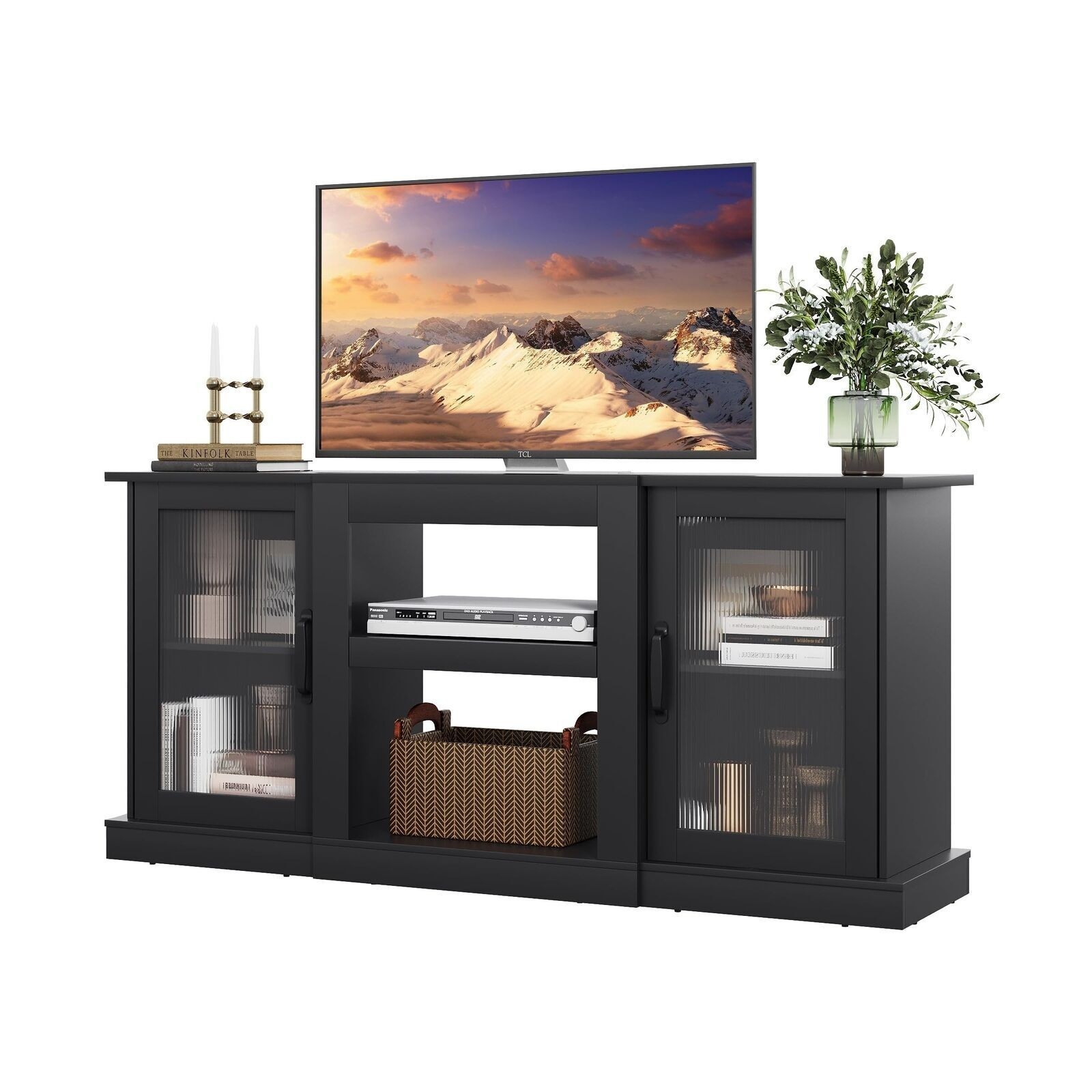 For 65 Inch Tv, 58" Entertainment Center With Storage Cabine