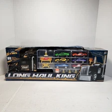 New Speed Kings Long Haul Car Carrier Comes With 6 Metal Cars & Accessories 