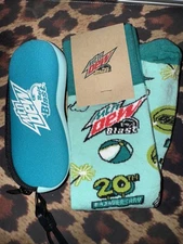 NWT Sock Club Mtn Dew Baja Blast 20th Bajaversary Socks And Glasses Case