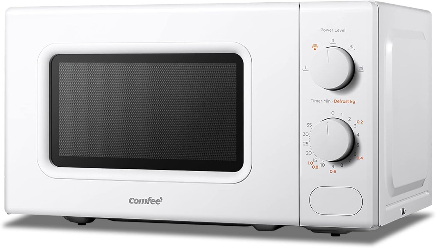 700W 20L White Microwave Oven with 5 Cooking Power Levels, Quick Defrost Functi