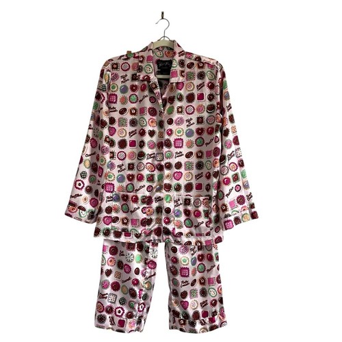 Nick & Nora Satin Chocoholic Multicolor Pajama Set size XS