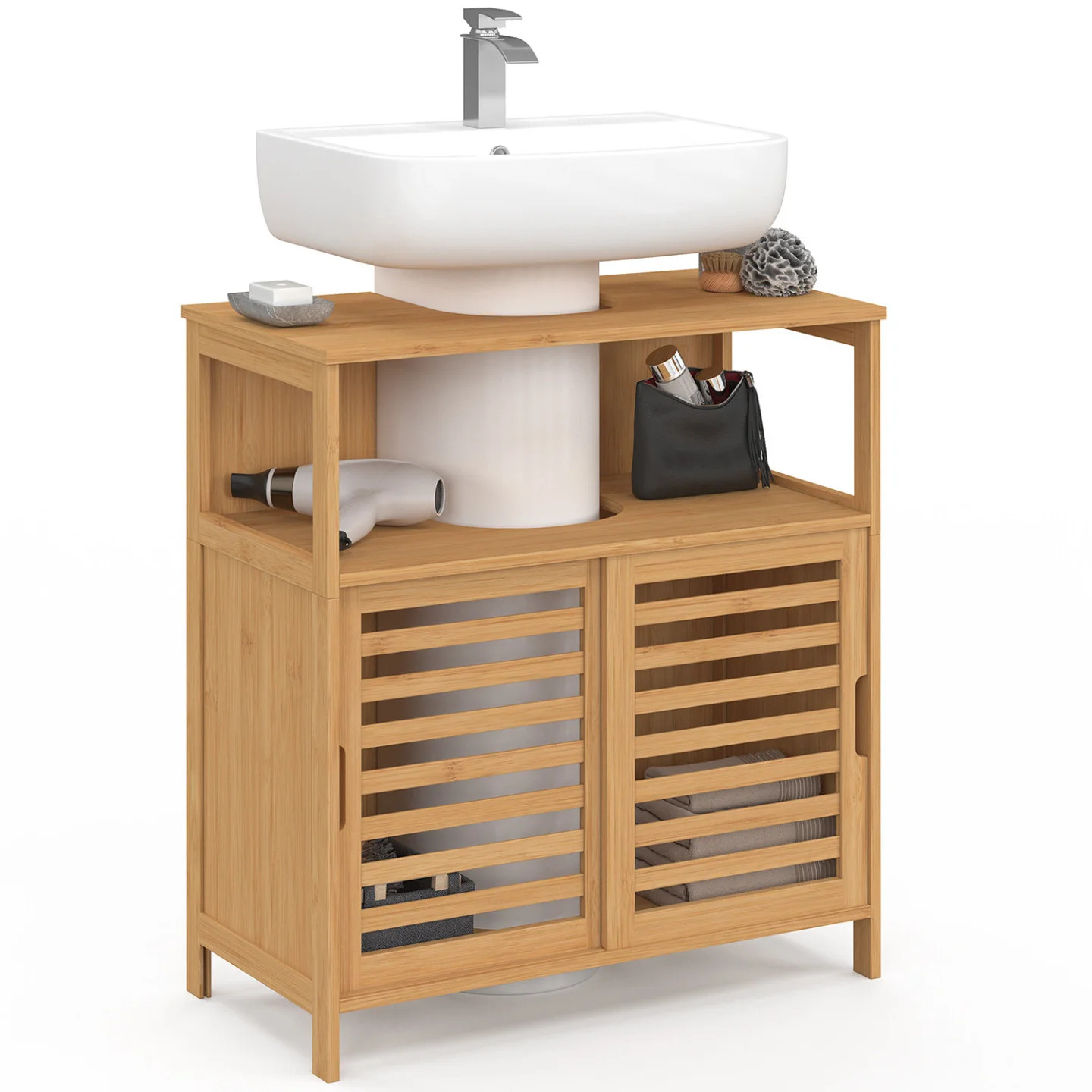 Meuble sous lavabo bambou BEA idéal pour créer une ambiance spa naturelle chez soi