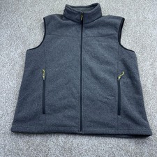 Eddie Bauer Fleece Full Zip Vest Mens Size Large Gray Zip Pockets