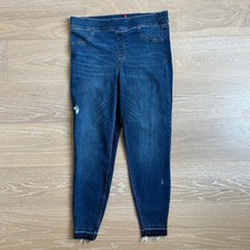 Spanx Distressed Ankle Skinny Jeans Medium Wash Large