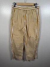 AYR Beach Club Stripe Pants Size Small Baguette Gold White Cropped Wide Leg