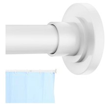 White Shower Curtain Rod 31-80" Adjustable Spring Tension, Stainless Steel