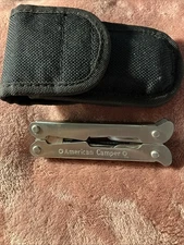 VTG American Camper Stainless Steel Multi Tool Foldable W Black Belt Case Sheath