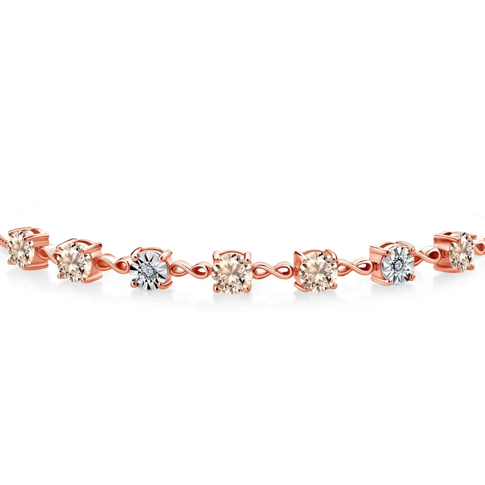2.01 Ct Round Peach Morganite 18K Rose Gold Plated Silver Bracelet - Image 2 of 3