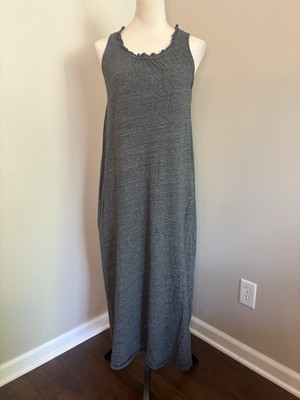 Earth Music & Ecology Natural Label Gray Cotton Midi Dress Minimalist Size XS