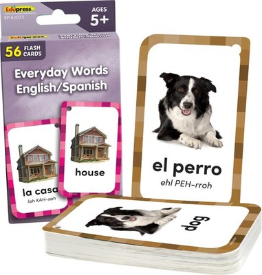 Everyday Words English/Spanish Flash Cards (EP62073) Medium, Multi 