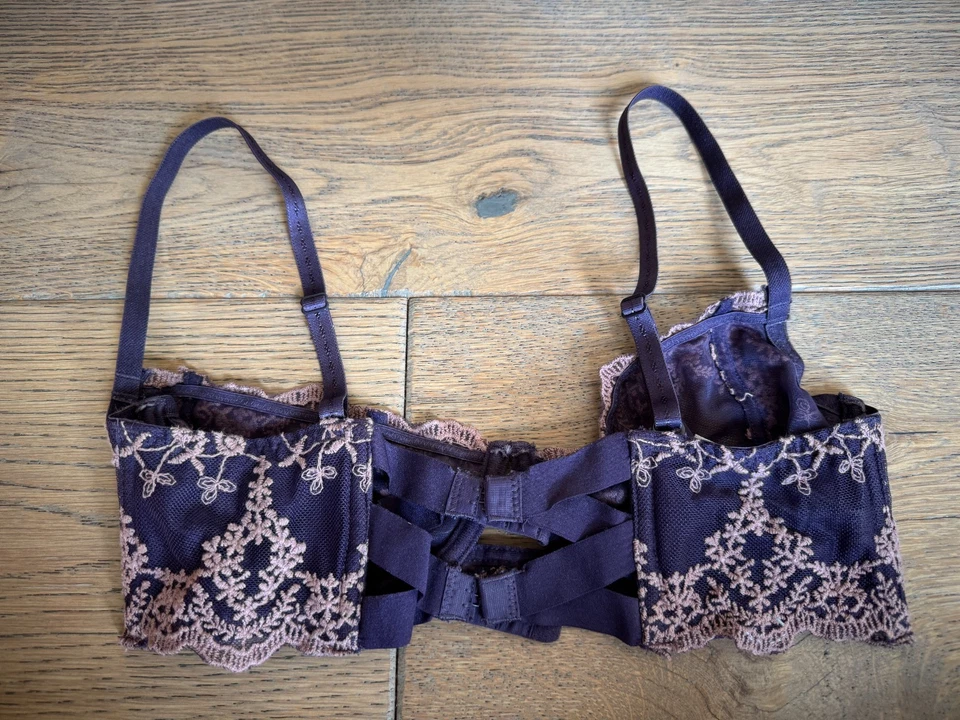 Intimately Free People Purple Embroidered Wired Floral Bra, 34C - Image 3 of 4