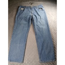 Diamond Gusset Mens Blue Denim Straight Leg Workwear Jeans 40x32 Made in USA