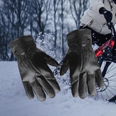Gants d'hiver pour hommes gants de cyclisme en cuir PU gants thermiques à - Photo 1/4
