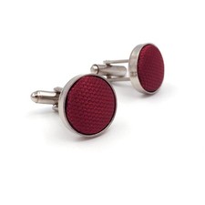 SHLAX WING Solid Color Red Burgundy Wedding Silk Matching Cufflinks