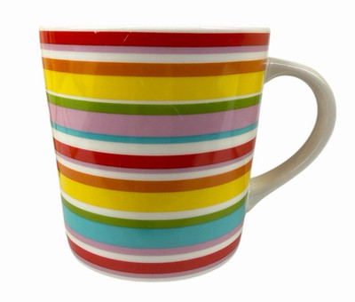 Starbucks Coffee Mug Cup Barista Cabana Rainbow Stripe 18oz Vintage 2004