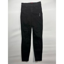 Spanx Women's Distressed Black Pull On Stretch Denim Jeggings - Size S 27x26.5 