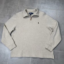 Polo Ralph Lauren Quarter Zip Sweater Mens Large Cream Beige Pony Logo