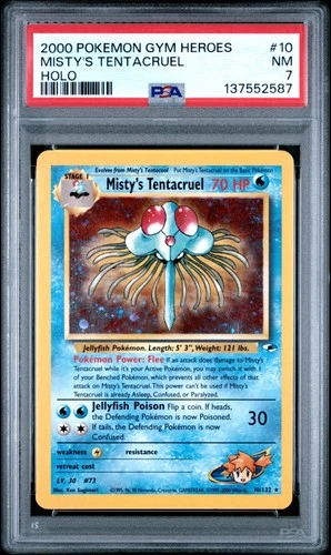 2000 POKEMON GYM HEROES HOLO #10 MISTY'S TENTACRUEL PSA 7