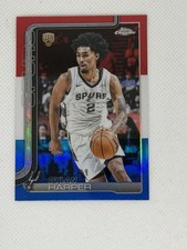 2025-26 Topps Chrome Red White Blue Refractor Dylan Harper #252 Rookie RC Card. rookie card picture