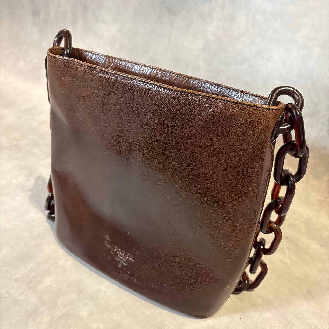 PRADA Leather Shoulder Bag Auth Brown Women Italy 132106 | eBay