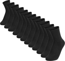 12 Packs Crew Socks for Women  Men, Cushioned Cotton Athletic Socks