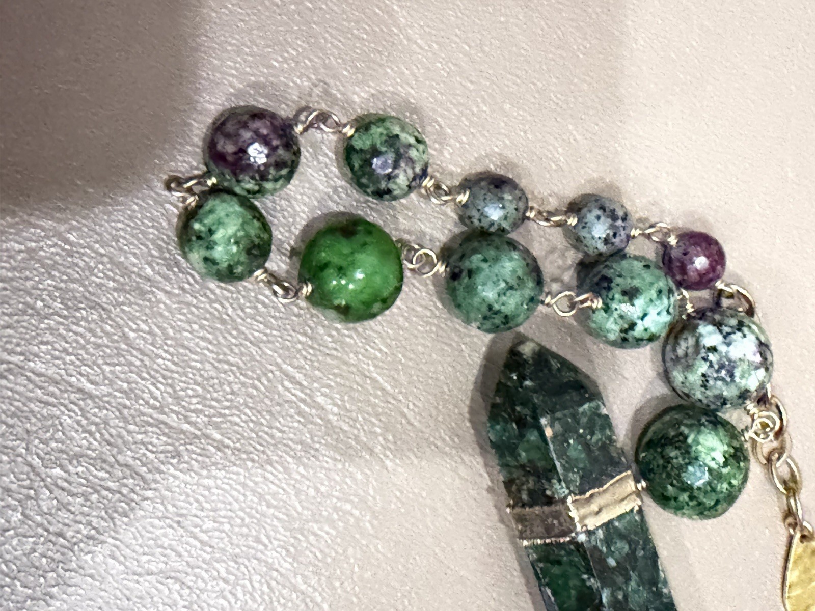 Statement DEVON LEIGH Necklace Green Natural Ston… - image 15