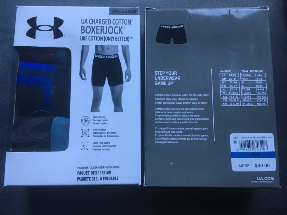 UNDER ARMOUR UnderArmour Boxerjock Like cotton only better S, M, L, XL, XXL boxer brief 3 pk