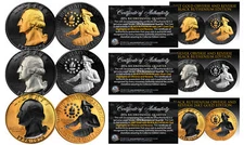 1976 Genuine Bicentennial Quarters 2-Sided BLACK RUTHENIUM Set of 3 ALL Versions