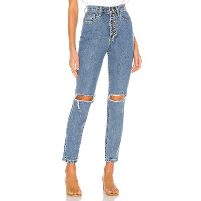 NWT WEWOREWHAT The Danielle High Rise Vintage Straight Distressed Denim Jeans 28