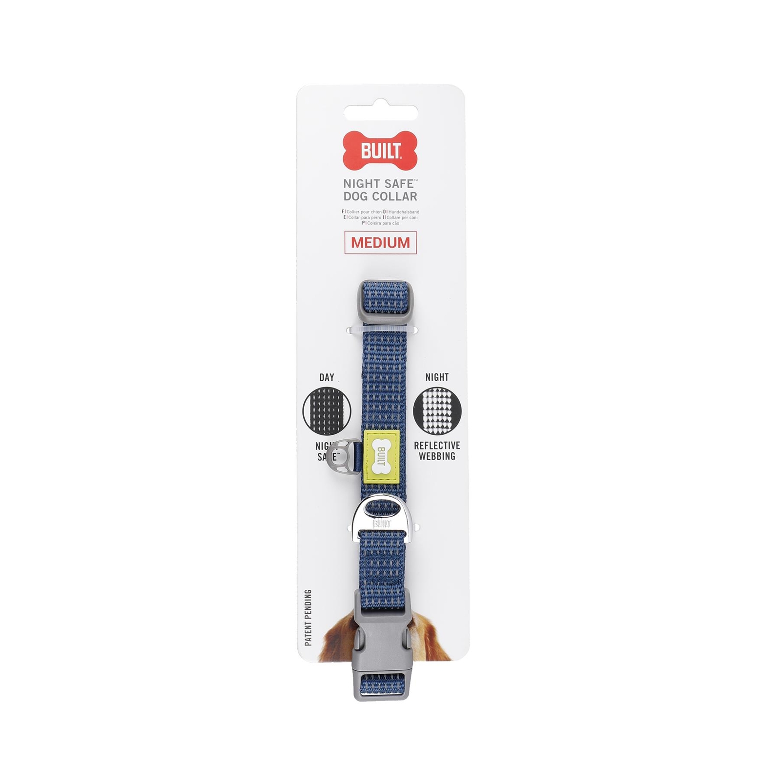 Built Pet NightSafe™ Blue Reflective Dog Collar - Medium