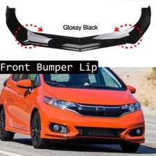 For Honda Fit Jazz Front Bumper Lip Splitter Lower Spoiler Body Kit Glossy Black