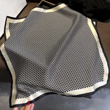 100% Silk 20" small Scarf Women neckerchief Wrap black white soft ZT161