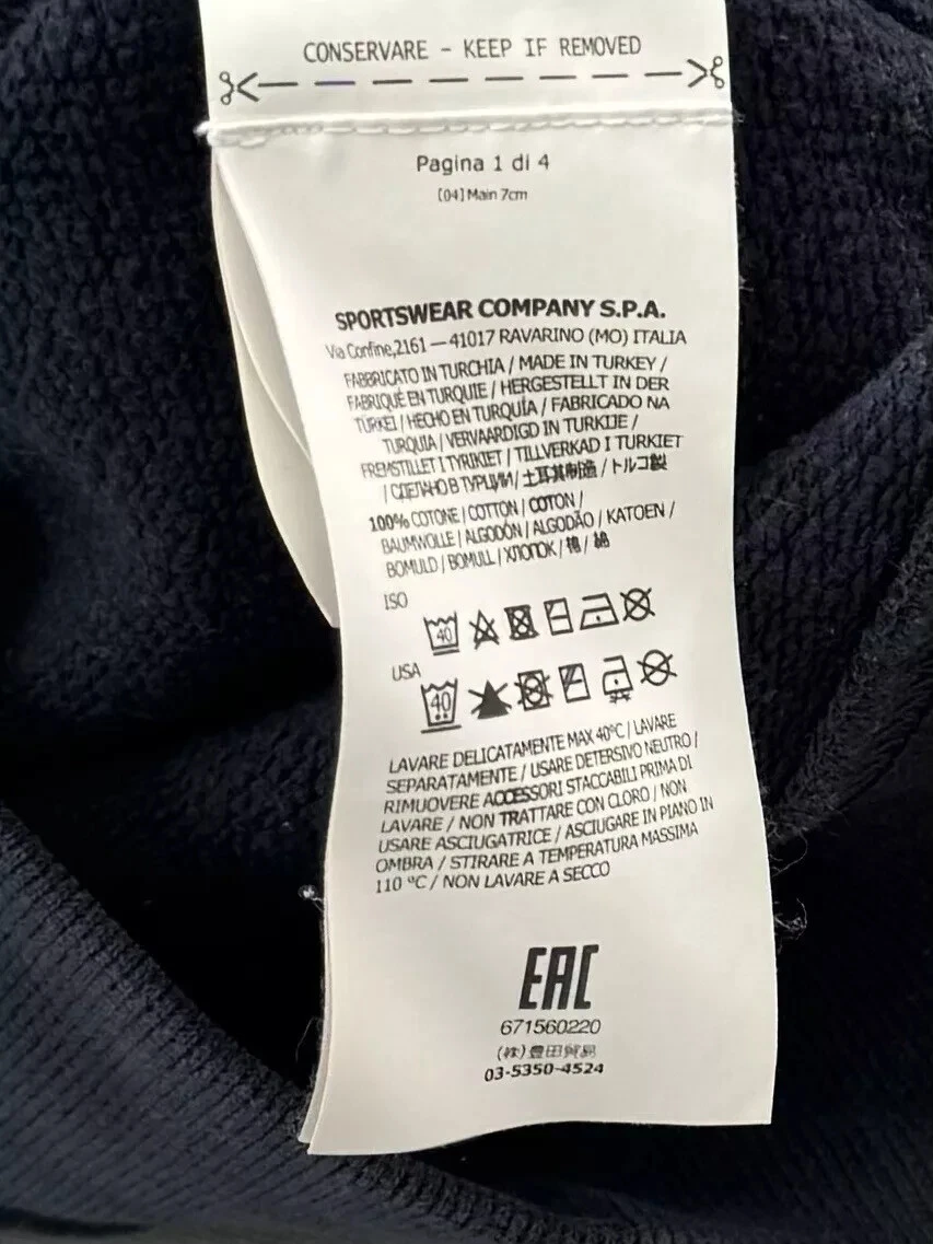 Cardigan Stone Island con cappuccio Blu Navy Medium 20 5" PTP Autentico