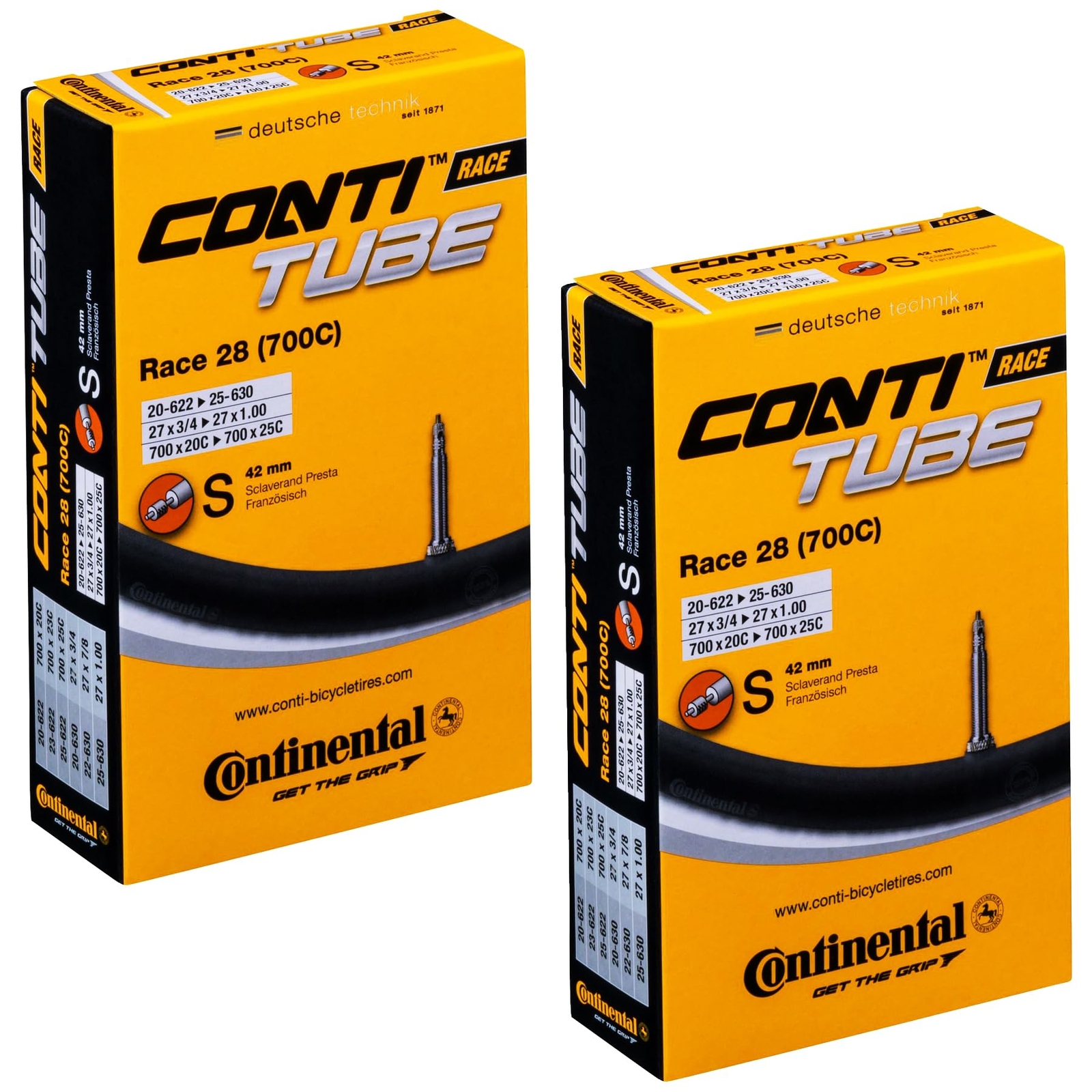 Continental Race 28 700x20 25C Bicycle Inner Tubes 42mm Presta Pack of 2