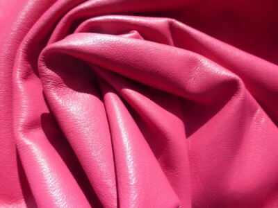 Lambskin leather hide Extra Large Fuschia Pink silky soft smooth finish