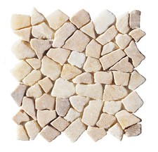 1 Matte M-011 Bruchstein getrommelt - Naturstein-Mosaik - Onyxmosaik auf Netz