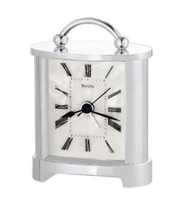 Bulova Tabletop White Clock Black Hands Pearl Dial B2634