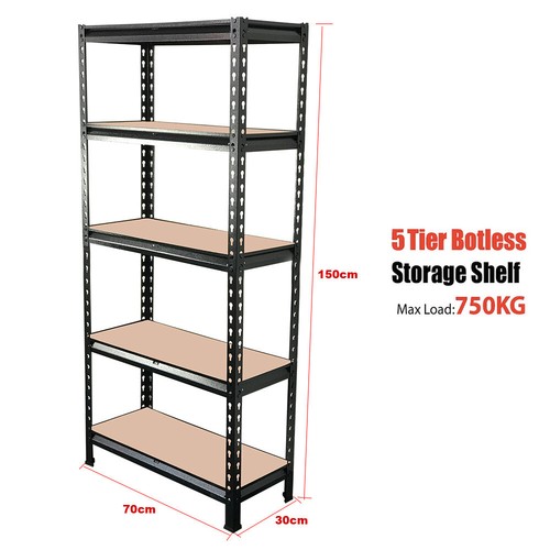 Boltless Storage Shelves Warehouse Rivet Shelving Metal Frame MDF Board Racks - Picture 11 of 13