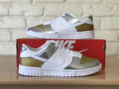 NEW Nike Dunk Low SE Heirloom Shoes Gold White Silver DH4403-700 Women’s Size 9