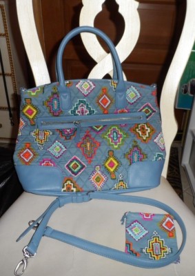 Vera Bradley Day Off Satchel and small drawstring coin pouch Painted Medallions