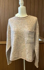 NEW NWT Women's ANA A NEW APPROACH Pink & Gray Pullover Sweater SZ L NICE