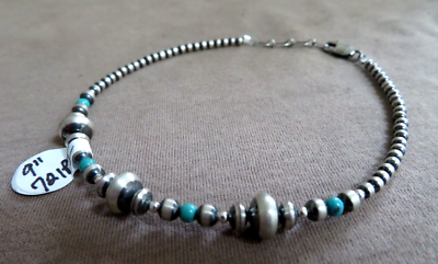 Navajo Sterling Silver & Turquoise Navajo Pearl 9