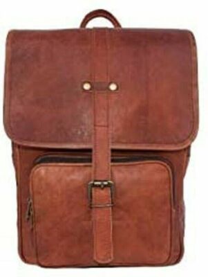 15.5'' Genuine Men's Leather Backpack Satchel Briefcase Laptop Brown Vintage Bag
