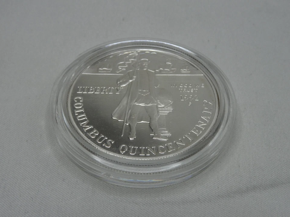 1992-P Columbus Proof Silver Dollar US Mint Commemorative $1 Capsule Only - Image 3 of 3