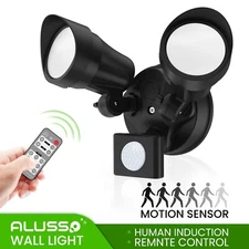 Motion Sensor LED Security Light Outdoor Floodlight Night Black Wall Mount Wired