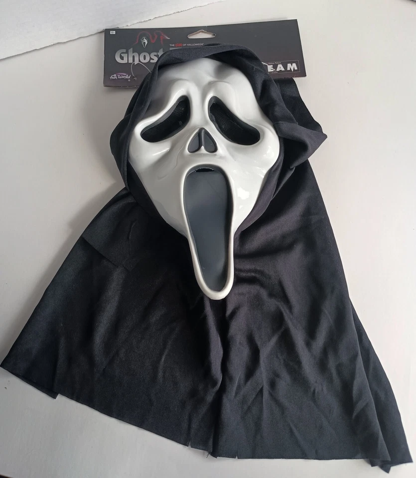Ghost Face Mask Scream Horror Movie Creepy Halloween Fun World Costume NEW - Image 2 of 4