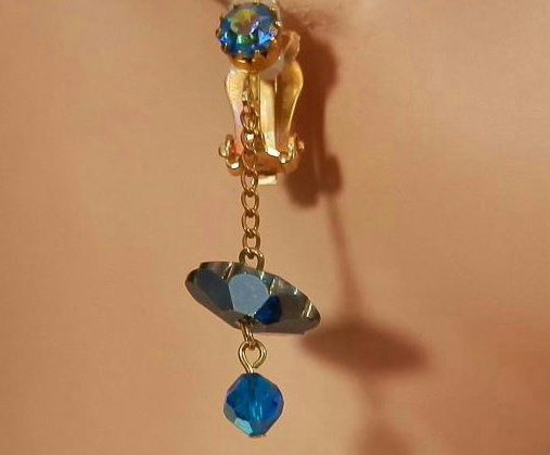 ピアス Luxury Street Wear ICE Crystal Earrings Vintage unisexual Super Cute Vintage 1950's Blue Margarita Crystal Earrings