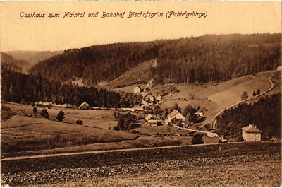 Old postcard AK BISCHOFSGRUN inn zum Maintal and station GERMANY (1380927)